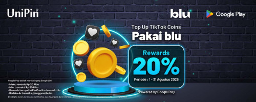 Top Up TikTok Coins di UniPin Pakai blu dan Dapatkan Rewards 20%